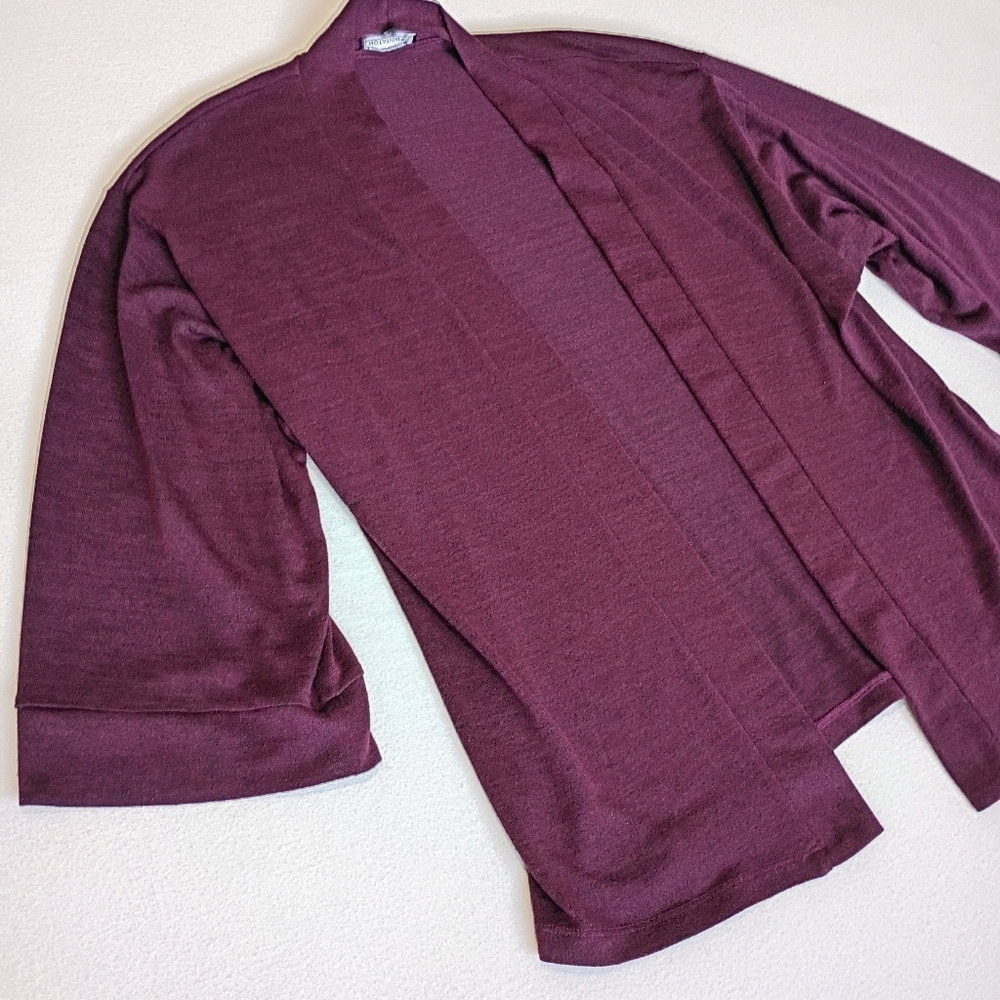 Notations Red Maroon Cardigan Quarter Sleeve Sz L